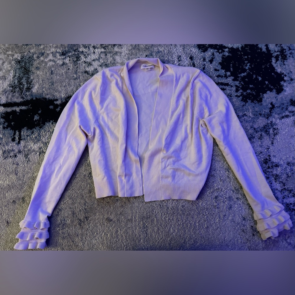 Calvin Klein Blush Shrug w/ with Ruffle Sleeves